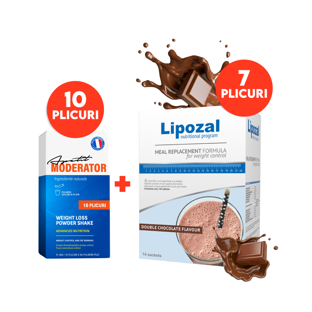 Lipozal ciocolata 7 plicuri + Apetit moderator 10 plicuri
